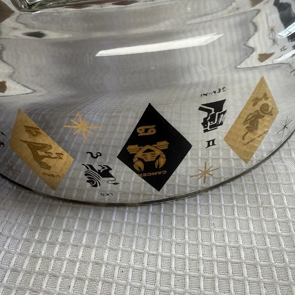 3 Pc Set VTG MCM Federal Zodiac Harlequin Diamond Black 22kt Gold Bowls Chip Dip